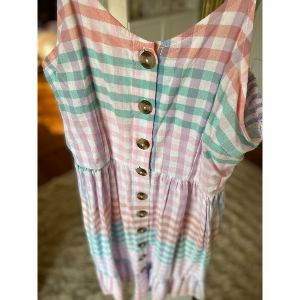 Jopna Pastel Gingham Midi Dress Cottagecore Coastal Picnic Coquette Soft Girl XL - Picture 4 of 6